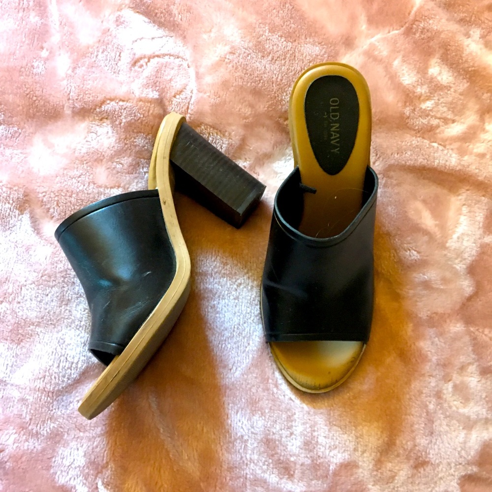 Black Open-toed Mules